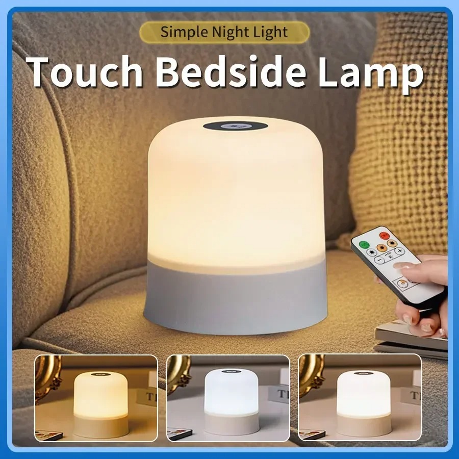 Luz nocturna táctil regulable, luz nocturna con Control remoto recargable, lámpara de mesa RGB, luz ambiental para dormitorio y sala de estar