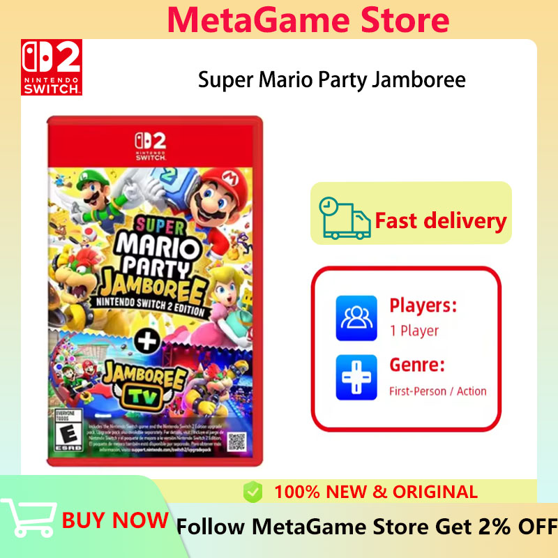 Графика Super Mario Party Jamboree Nintendo Switch 2-е издание и поддержка камеры USB-C для интерактивного игрового процесса.