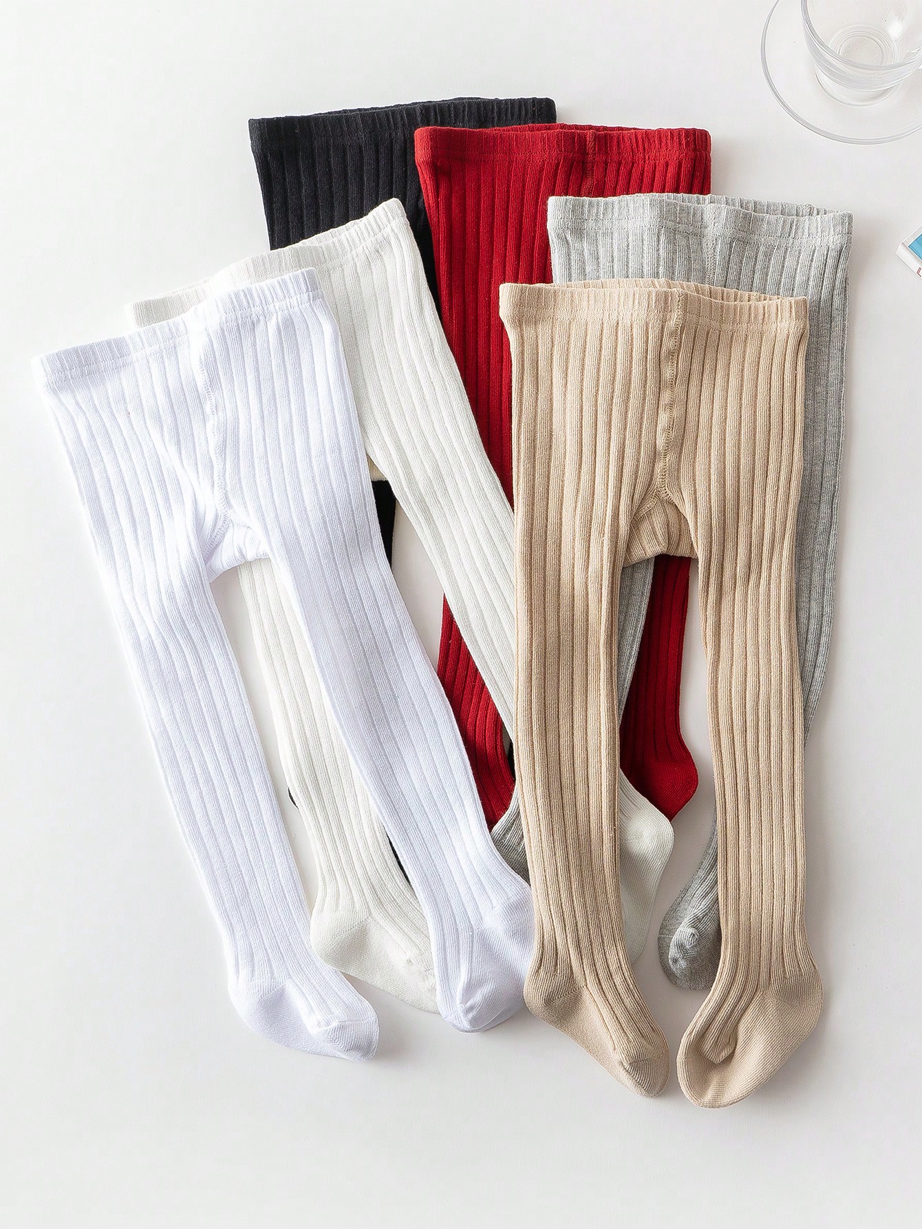 Meia-calça básica simples com listras verticais para bebês de 1 peça, adequada para a vida diária das meninas