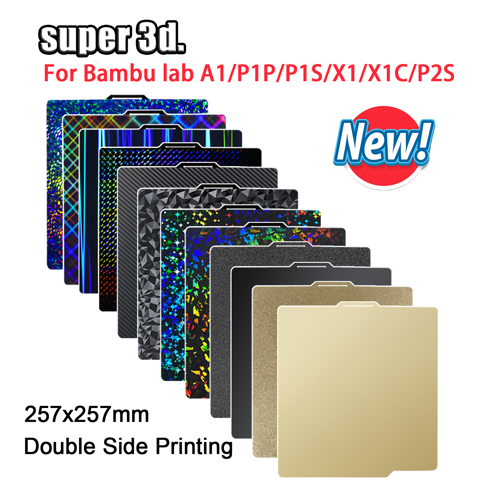 Пластина для 3D-печати P2S PEO PET для Bambu Lab X1 P1S P1P, гладкая двусторонняя пружинная стальная пластина PEY/PEI для Bambulabs X1C A1
