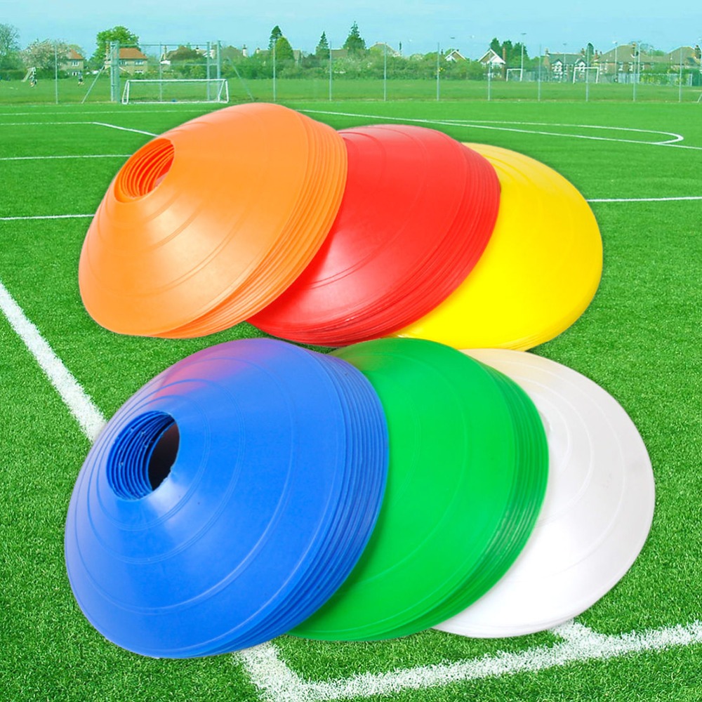 10 pçs treinamento de futebol bola jogo disco agilidade disco cone conjunto multi esporte treinamento espaço cones com suporte plástico