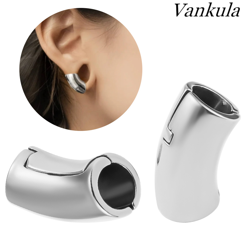 Vankula 2Pcs 316L Rvs Oorlel Manchet Gewichten Stekkers Tunnels Body Piercing Oorbellen Oor Expander Gauge Hanger