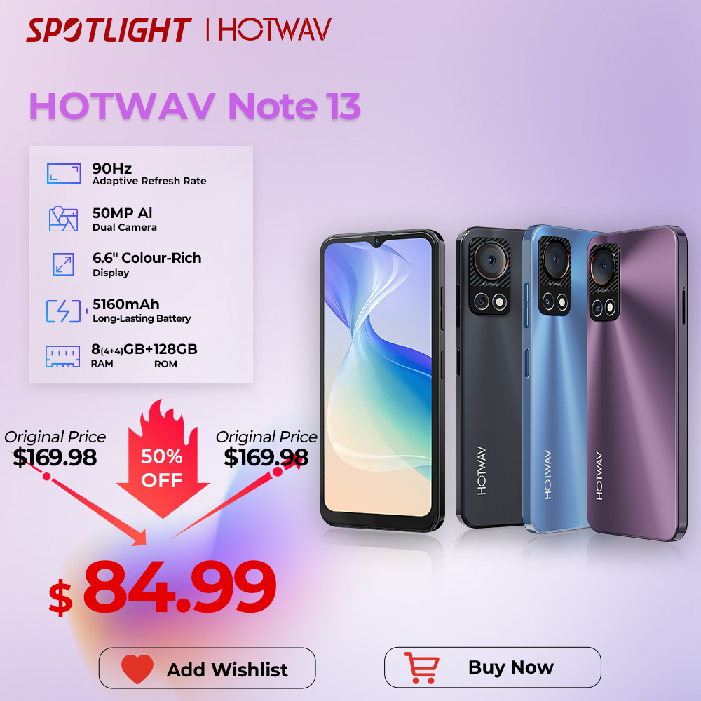 [Estreia mundial] Smartphone HOTWAV Note 13 6,6 ''HD + 90 Hz Android 13 8 GB + 128 GB Octa-Core Celular 50 MP 5160 mAh Celular