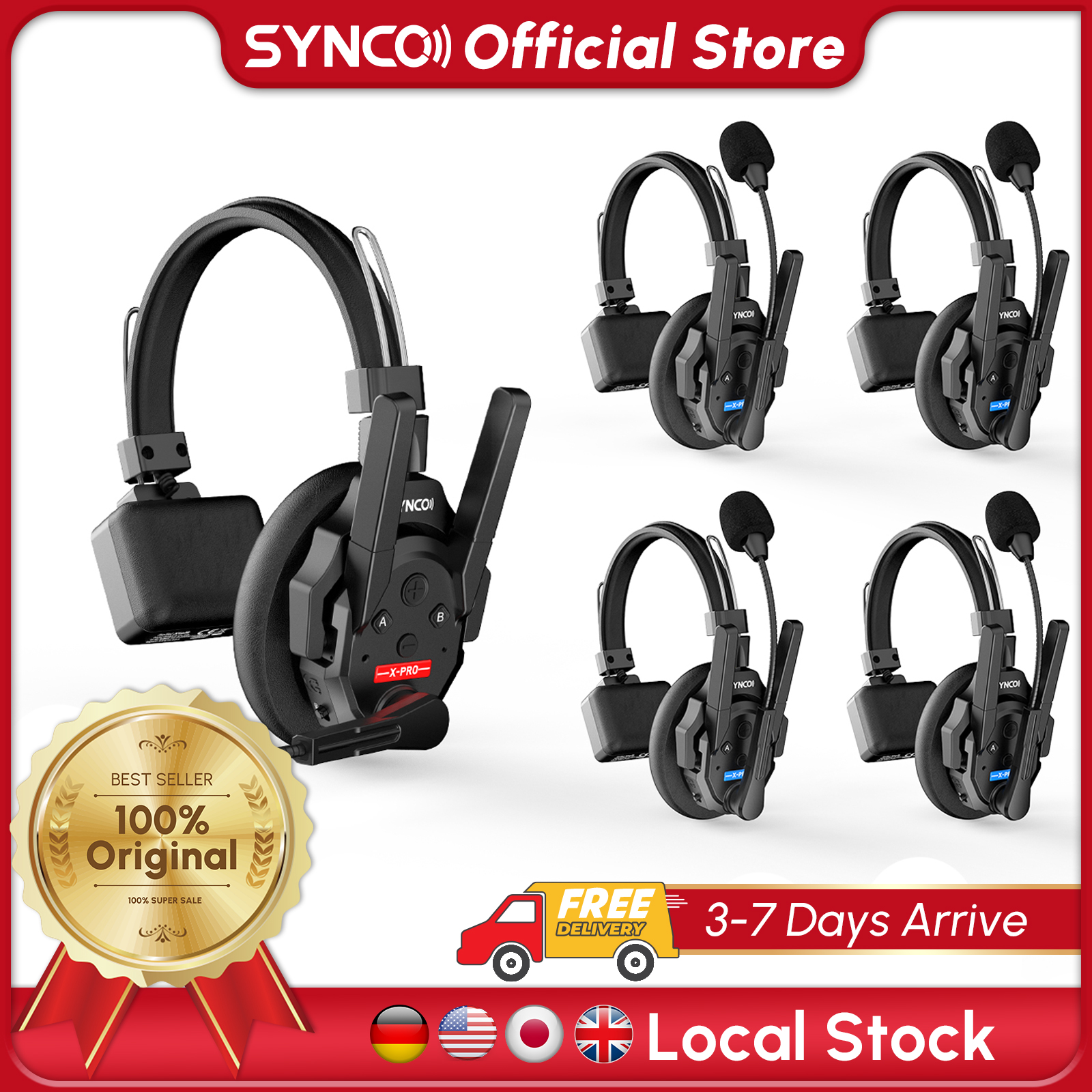 SYNCO XTALK XPRO 2,4G Kabelloses Intercom-Headset 500m 5-Personen-Kommunikation Geräuschunterdrückung für Live-Übertragungen & Videoaufnahmen