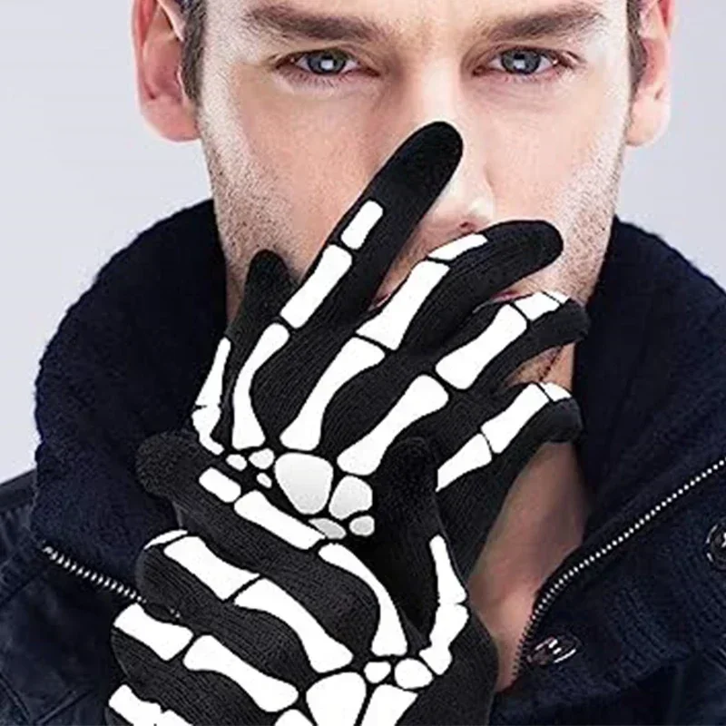 1 par de guantes masculinos, manoplas, moda para hombres, calavera de terror, garra, hueso, suministros para fiestas, favores, decoración DIY de Halloween