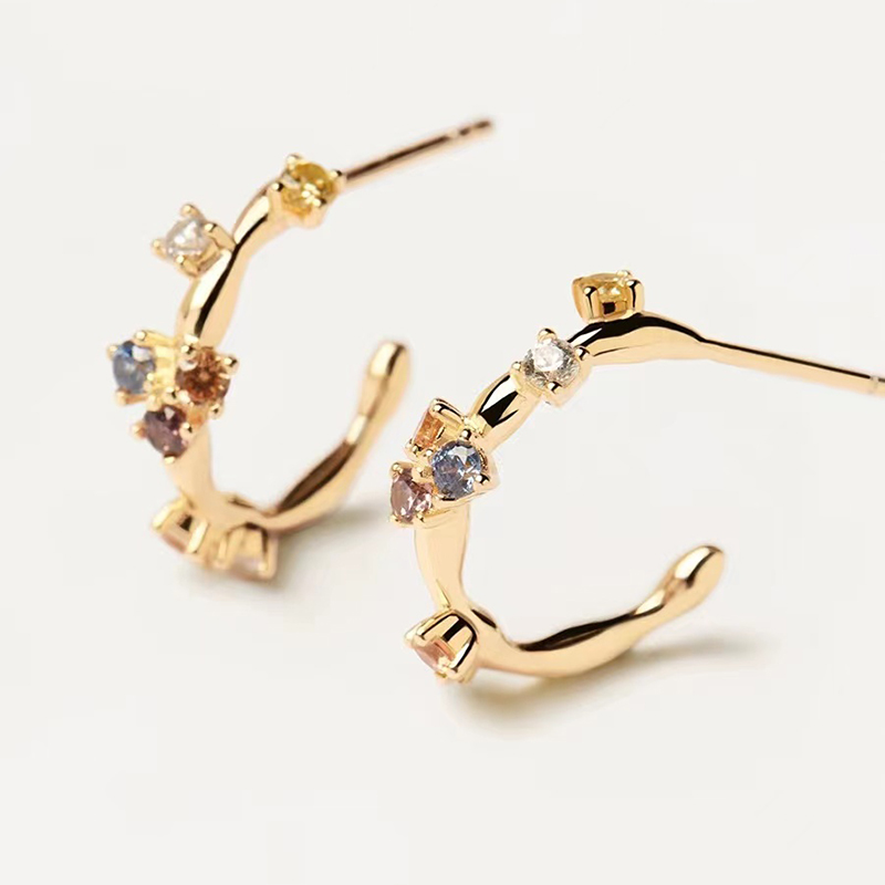 Pendientes redondos de Plata de Ley 925, pendientes de circonia coloridos a la moda, regalo de cumpleaños para joyería fina para mujer