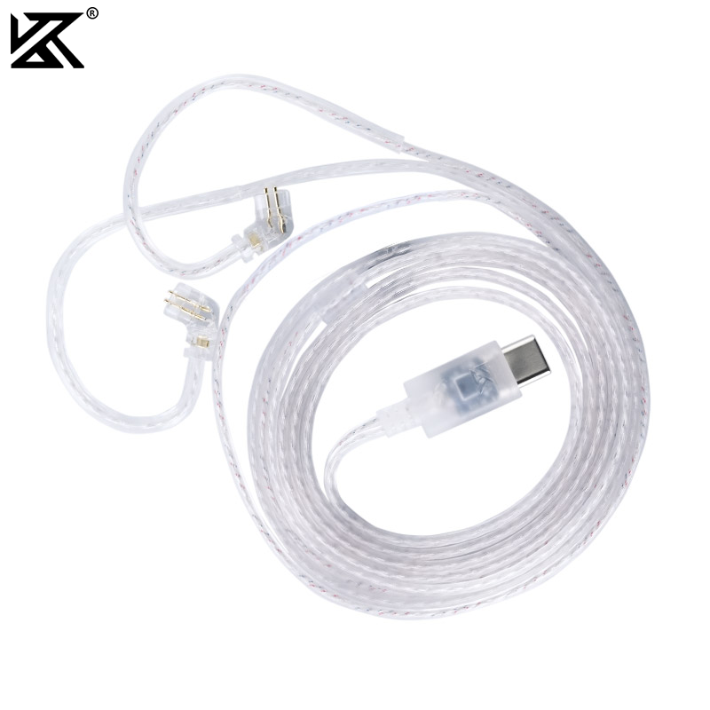 KZ Original Kopfhörerkabel Typ C versilbertes Upgrade-Kabel Ersatz 2-poliges Kopfhörerkabel für EDX Pro/ZS10 Pro/ZSN PRO