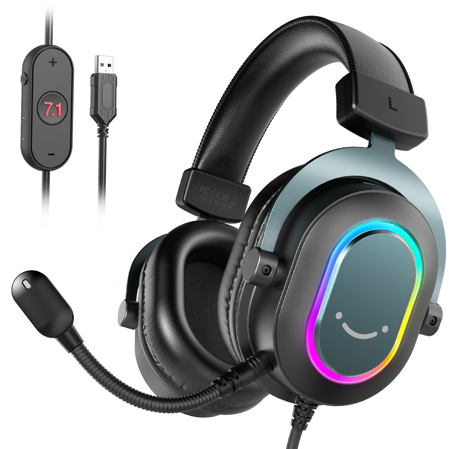 Fifine – casque de jeu dynamique RGB, avec micro, sur-oreille, son Surround 7.1, PC PS4, PS5, 3 Options EQ, jeu, film, musique