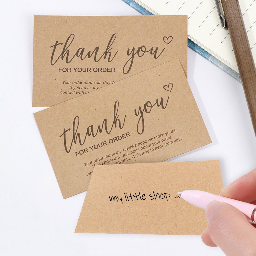 50pcs/set Vintage Kraft Paper Thank You Cards Greeting Cards for Festival To Express Gratitude Handwritten Postcard Decor Card