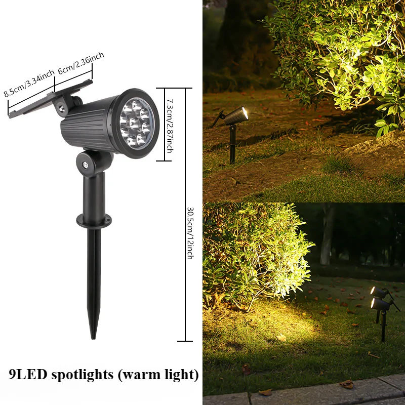Projecteur solaire LED pour l'éclairage extérieur du jardin, paysage, étanche, alimenté par énergie solaire, projecteurs pour jardin, pelouse, cour, allée