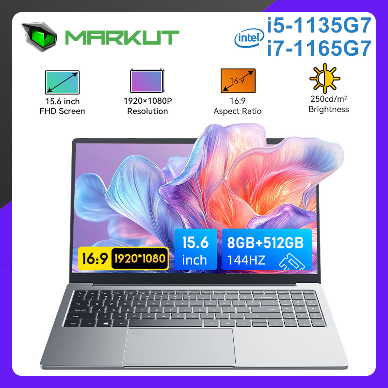 Markut Laptop 15,6 inch draagbare notebook met Intel CPU I7-1165G7 IPS 32GB 2T SSD 1920*1080 FHD Display Laptop - Duits toetsenbord