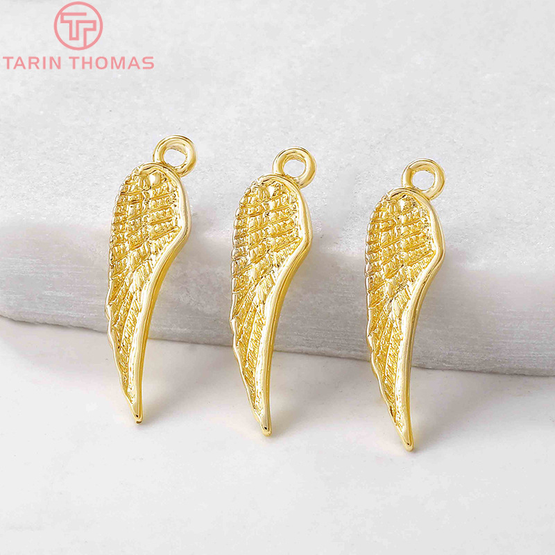 (1819)10PCS 4x22MM 24K placcato Color oro ottone ali pendenti con ciondoli accessori gioielli fai da te di alta qualità