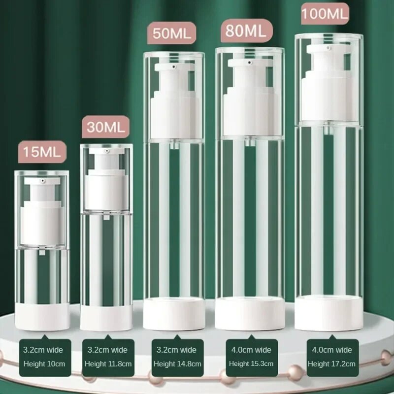 Botol semprot portabel, 15/30/50/80/100ml vakum Sub botol perjalanan kosmetik kecil kosong botol losion mandi Gel sampo perjalanan