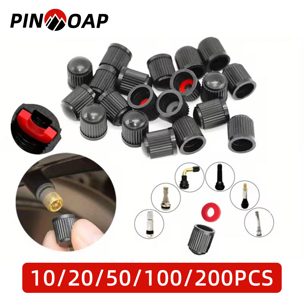 PINMOAP ฝาครอบวาล์ว ฝาครอบกันฝุ่นวาล์วยางพร้อมซีลในตัว เหมาะสำหรับฝาครอบวาล์วสากลสำหรับรถยนต์ รถจักรยานยนต์ จักรยาน