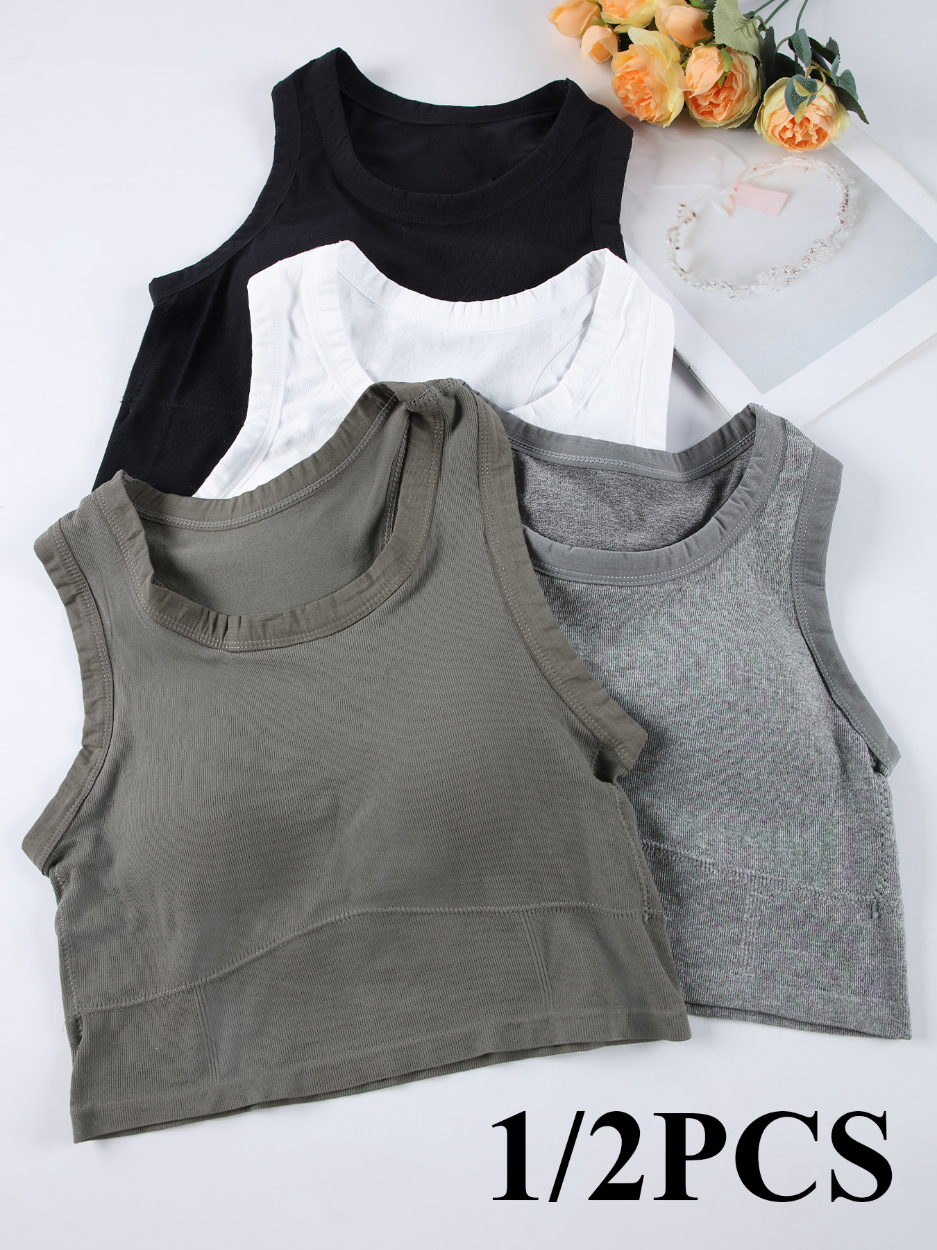 ผู้หญิงเสื้อกั๊กแขนกุดด้านหลังที่สวยงามกีฬา Bra Slim Tube Top ชุดชั้นใน Bra Pads เสื้อกล้าม Elastic เกาหลี Crop Top