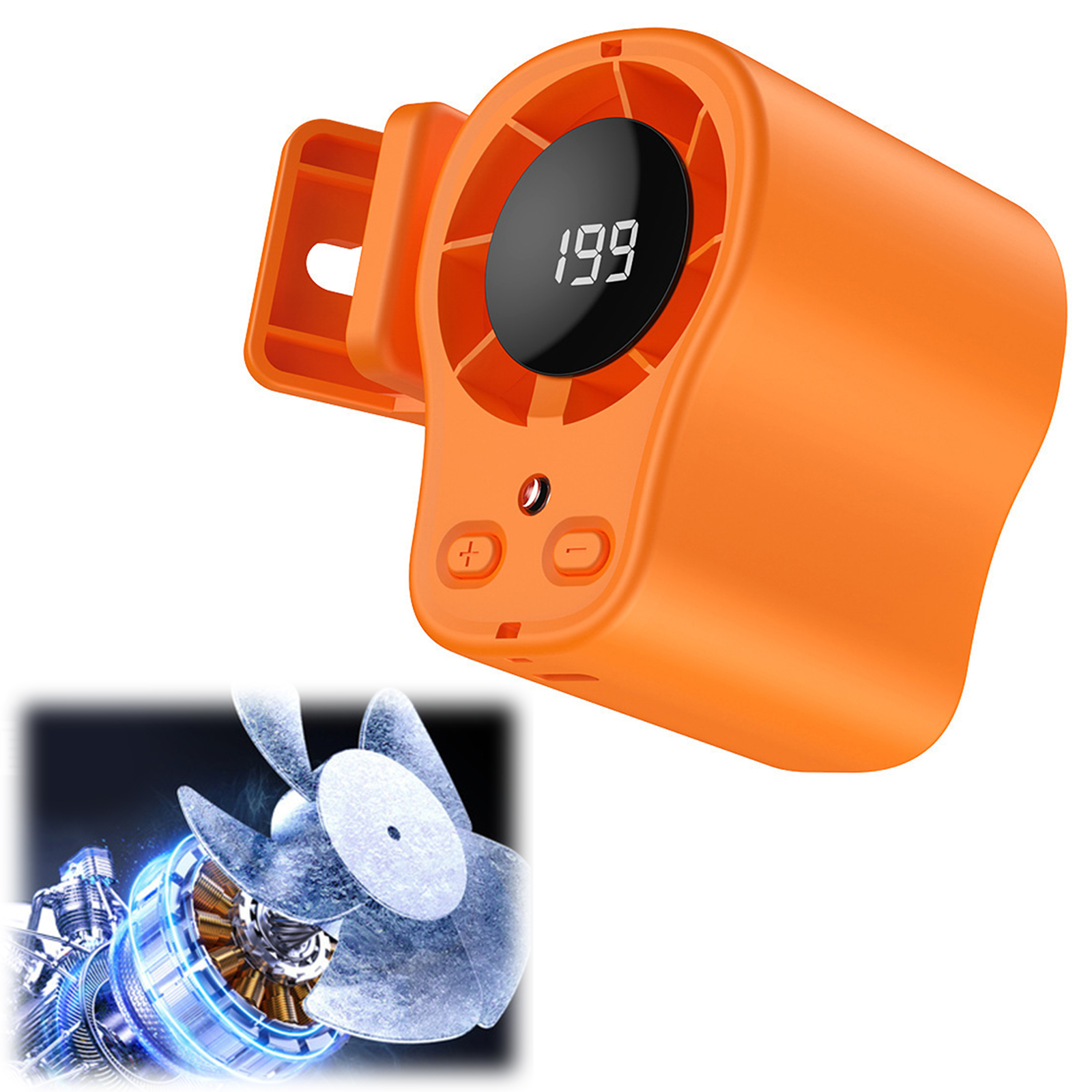 Car Clip on Fan 199 Speeds 360° Rotation Portable Car Ac with Semi-Cooling Technology LED Display for Cars Work Camping