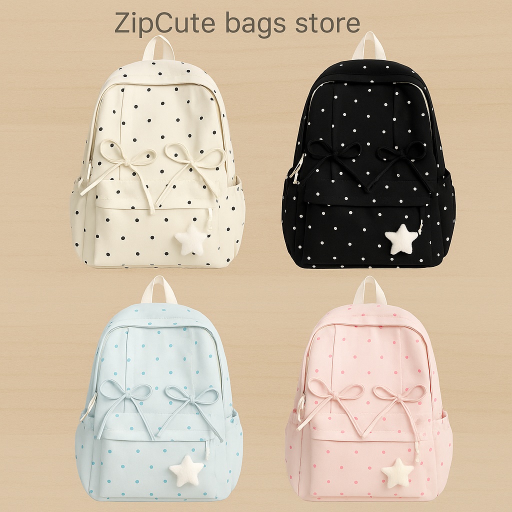 Petit cartable atmosphérique pour femmes, design pour étudiantes, mignon, à pois, petit sac à dos de jeu, nouveau style