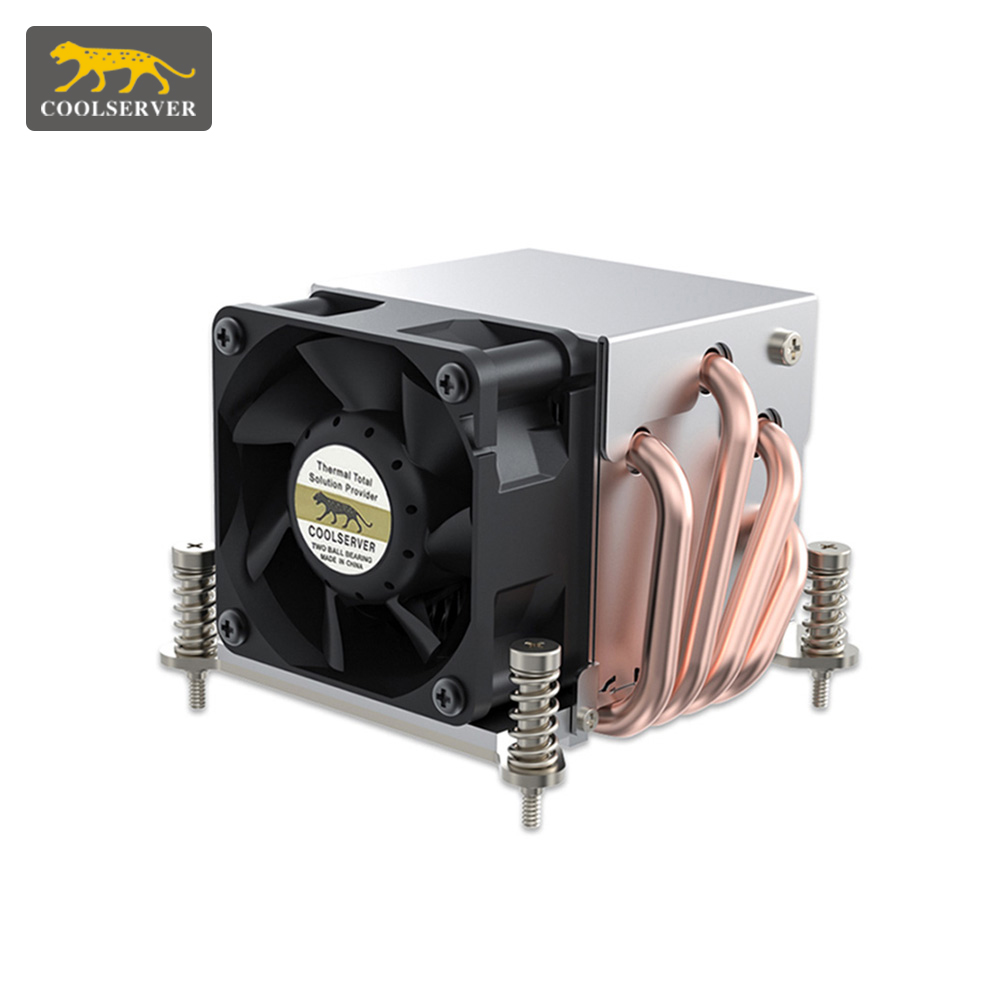 COOLSERVER R63 4 Heatpipe 2U Pendingin CPU Server Kipas Pendingin Komputer Workstation untuk Intel LGA2011 1700 115X AMD AM4