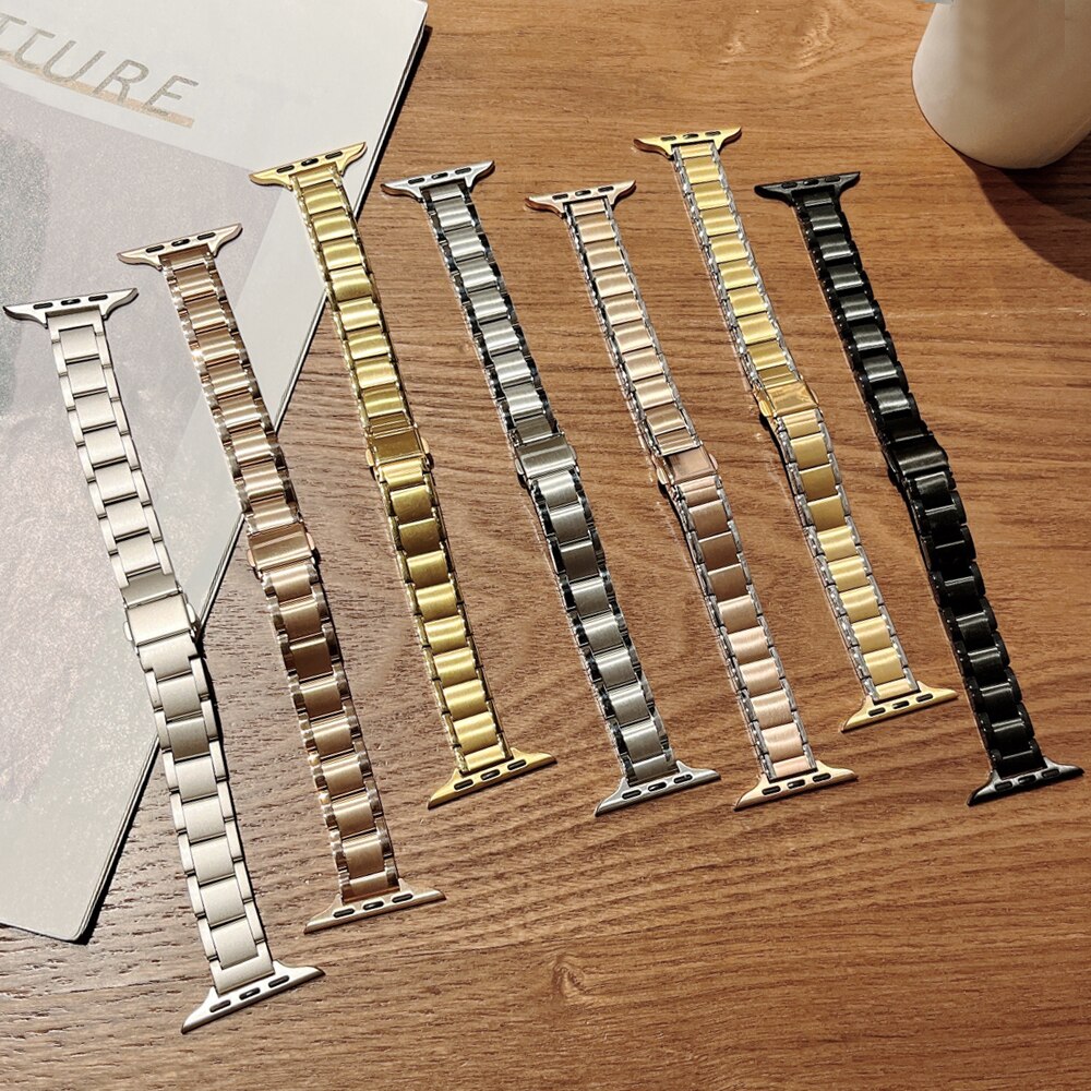 Cinturino Sottile in Metallo per Apple Watch Ultra 49mm S10 8 7 41 45mm 6 SE 44 42mm 38 40mm, Bracciale di Lusso in Acciaio Inossidabile per IWatch