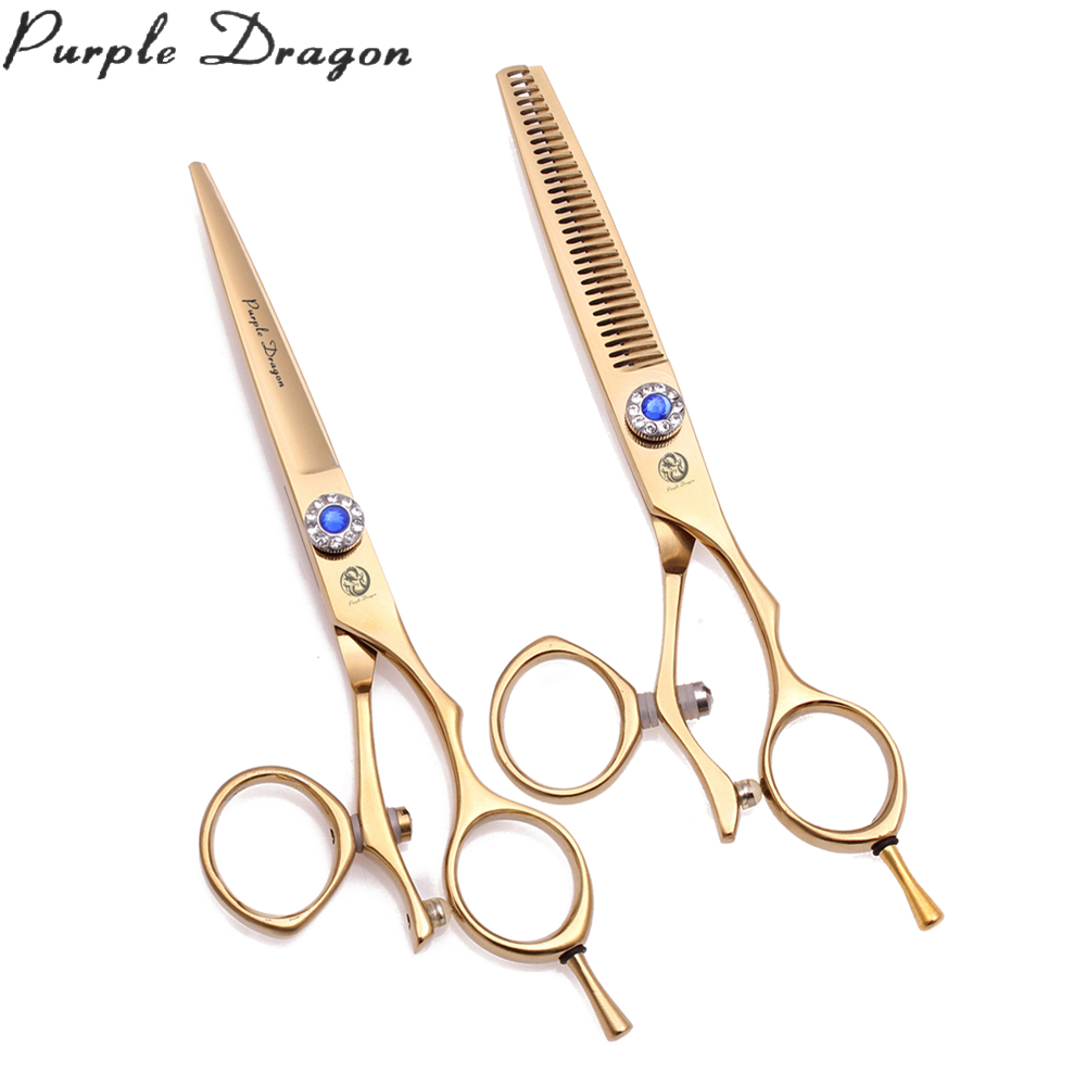 Professionelle Friseurschere 5,5" 6" Purple Dragon JP 440C Drehbare Daumenhaarschneideschere Friseur Effilierschere Z9019