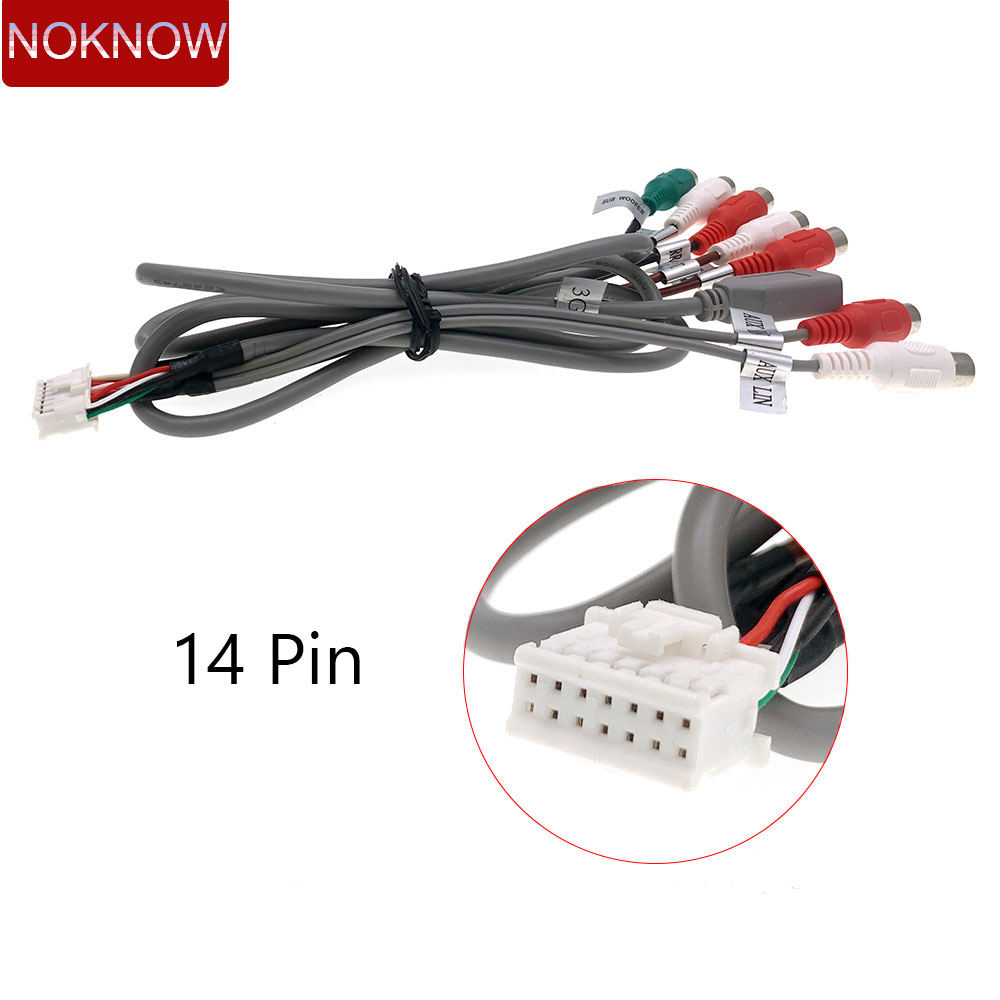 Arnés de cableado RCA para coche, Cable adaptador Universal para Android, Radio Estéreo, USB, datos, subwoofer, 14 pines