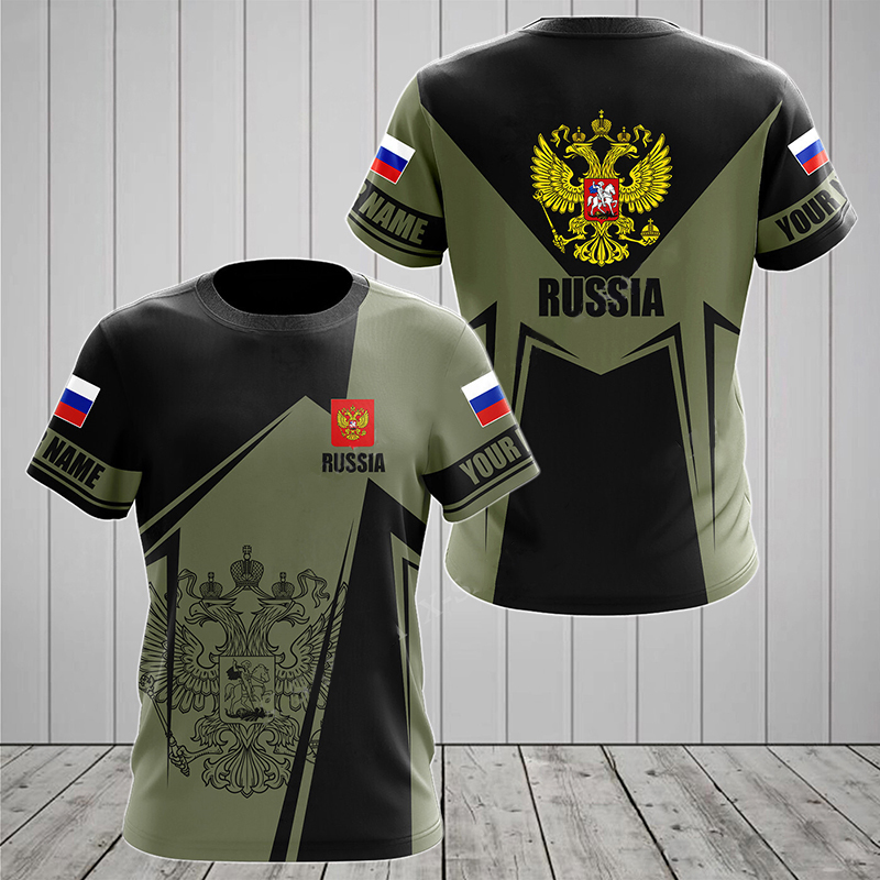 Russie hommes T-shirts décontracté ample col rond drapeau russe à manches courtes hauts T-shirts vêtements pour hommes surdimensionné T-shirt Streetwear