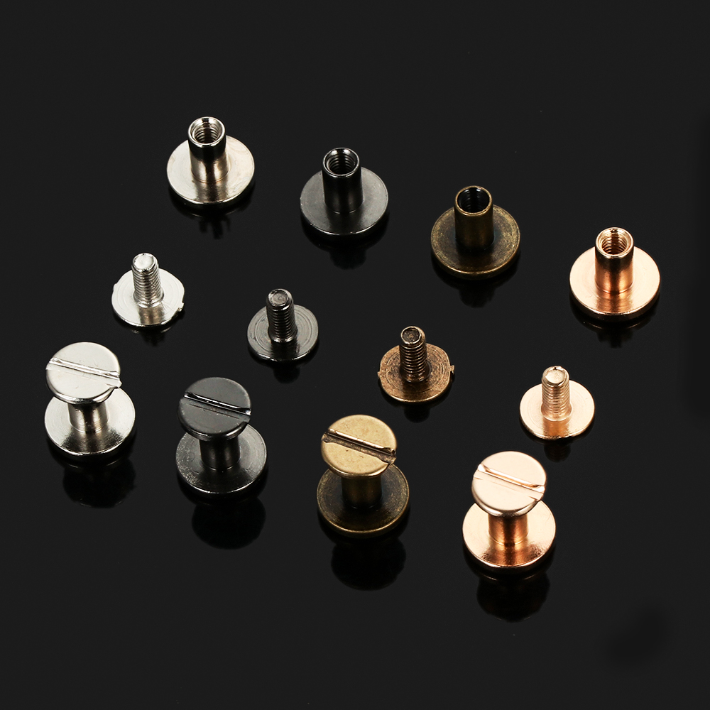 10 pçs 5/6.5/8mm bagagem artesanato pano botão roupas/saco/sapatos sólido prego parafuso de couro artesanato cinta rebites parafuso cabeça redonda parafusos