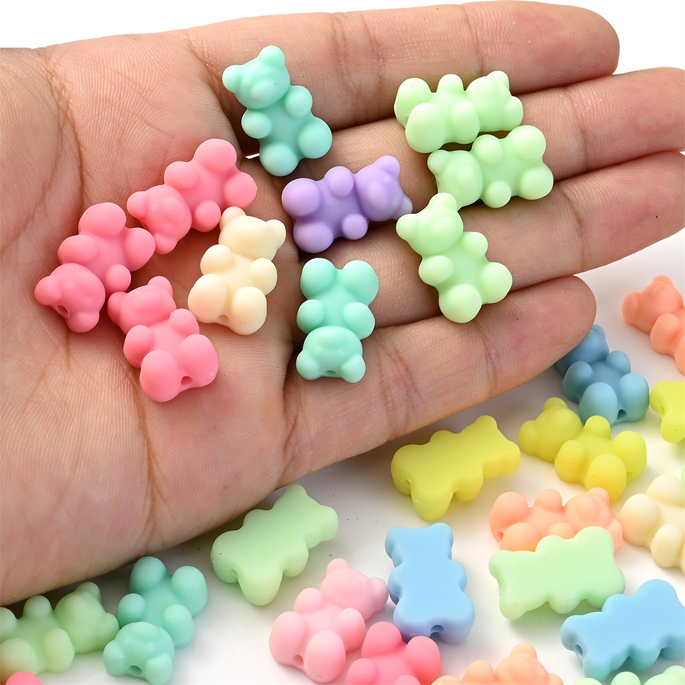 18X11 มม.สีสัน Gummy Bears ลูกปัดหมีน่ารักลูกปัดอะคริลิคเลียนแบบ Candy ตุ๊กตาหมีลูกปัดสําหรับเครื่องประดับทําสร้อยข้อมือสร้อยคอ
