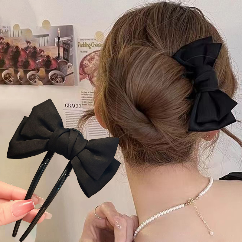 1 Buah Jepit Rambut Berbentuk U Pita Wanita Modis Jepit Rambut Sisir Garpu Jepit Rambut Butik Hitam Elegan Aksesori Rambut Anak Perempuan Gaya Rambut