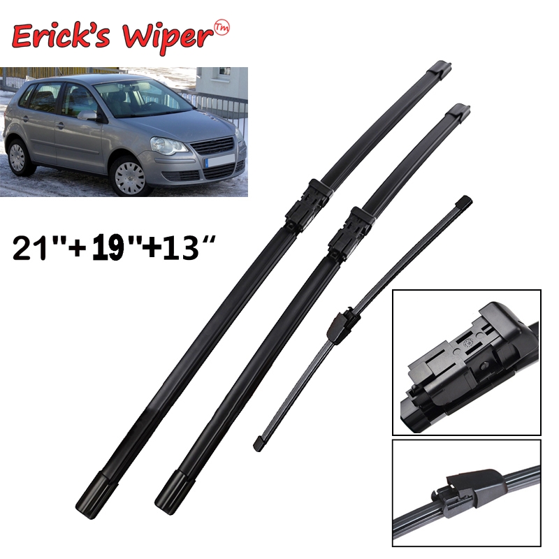 Wycieraczka przednia i tylna wycieraczka zestaw ostrzy dla VW Polo 4 Hatchback Typ 9 n3 2006 - 2009 szyba przednia szyba 21 "+ 19" + 13"
