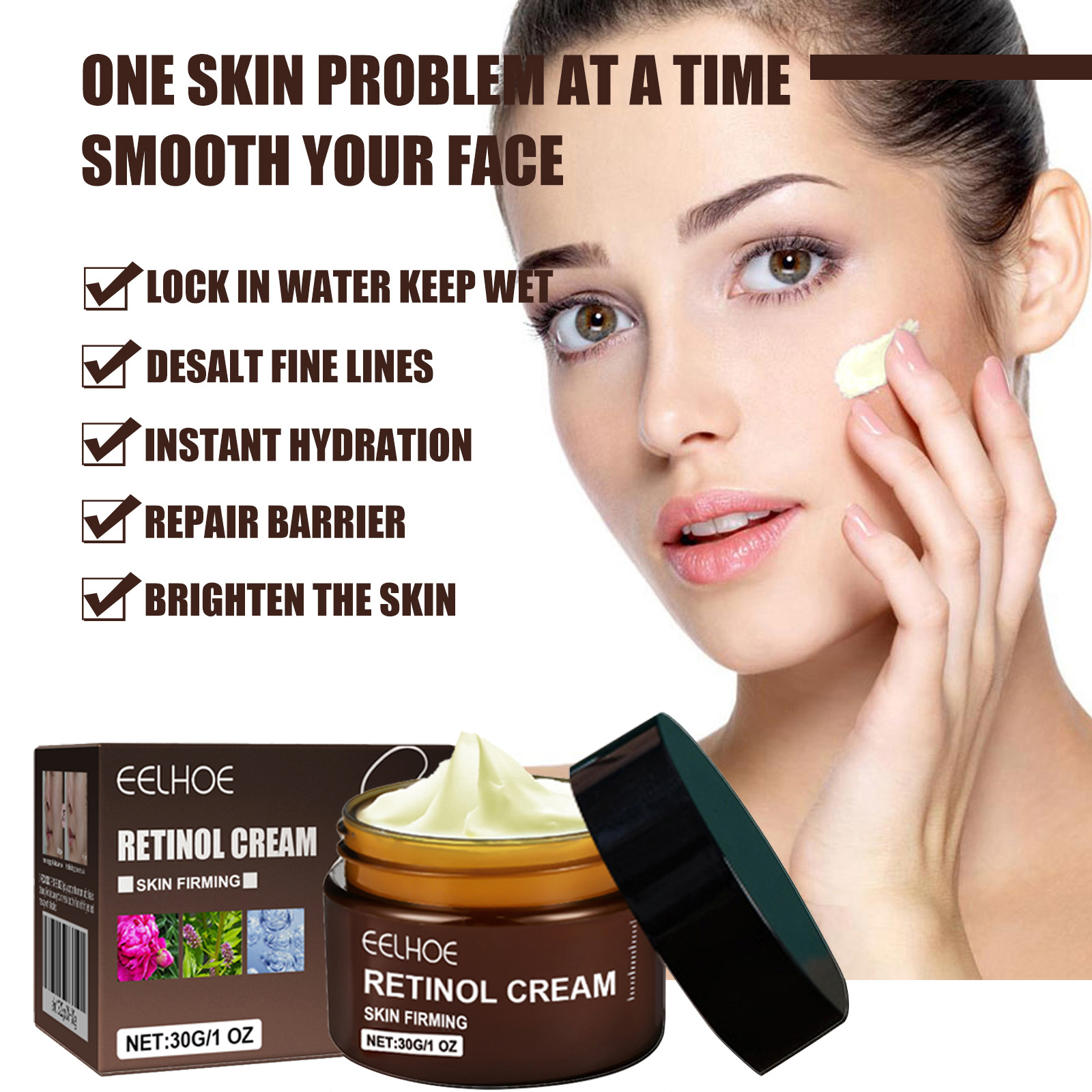Crema Facial de doble Retinol, antienvejecimiento, decoloración de líneas finas, reafirmante de arrugas, reparación de levantamiento, barrera de la piel, crema hidratante iluminadora