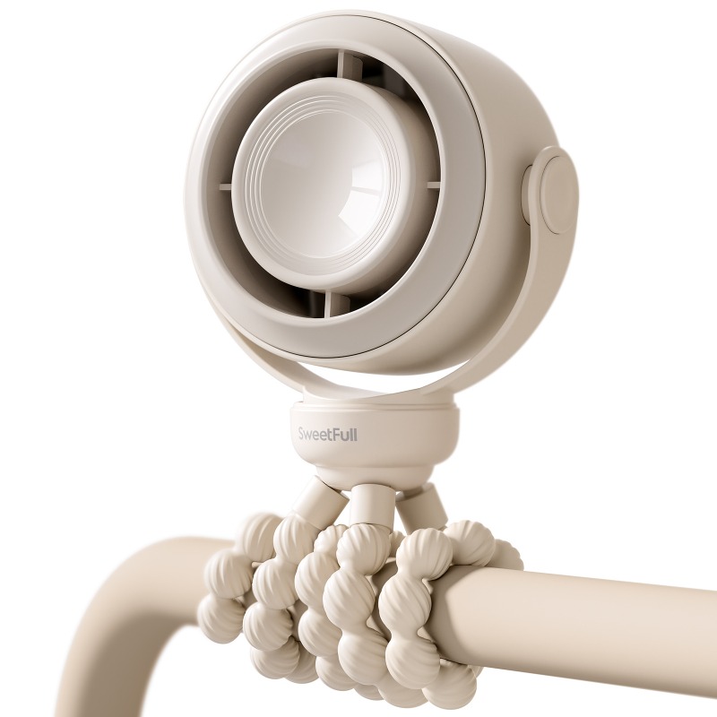 360 °   Ventilatore Portatile Girevole per Passeggino, Mini Ventilatore Personale Ricaricabile a 5 Velocità, Essenziale per Viaggi con Bambini, per Passeggini e Seggiolini Auto