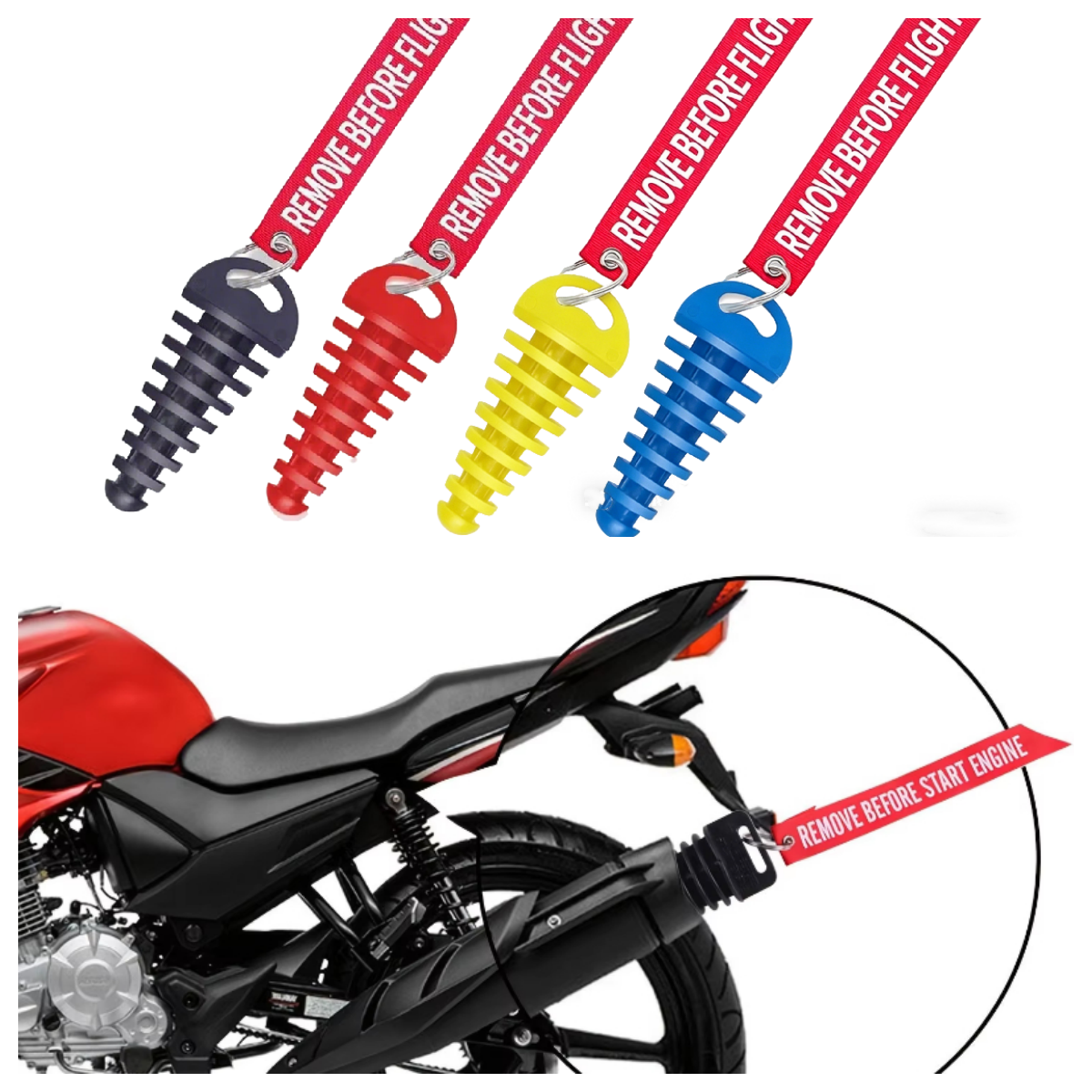 5/3/1pcs Exhaust Wash Plug 0.6'-1.5' Wash Plug for Motorcycle Dirt Bike 2 Stroke With Keychain Tag Rubber Exhaust Pipe