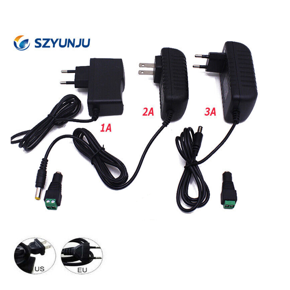 EU UNS Stecker AC 100-240V Zu DC 12V 1A 2A 3A 12W 24W 36W Netzteil Adapter Kabel für LED Streifen licht/mit stecker
