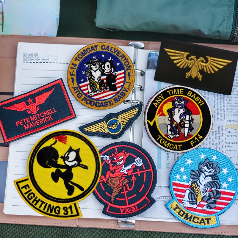 Zone 7 Top Gun Morale Badge patchs brodés pour vêtements tactiques militaires crochet et boucle brassard sac à dos chapeau casque autocollant