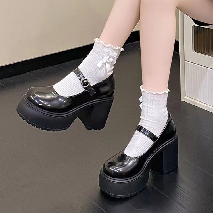 Vielseitige Damenschuhe mit dicken Absätzen, modische Schnallenpumps, Mary Jane-Schuhe, Damen, weißer Lolita-Schuh, Retro-Lederschuhe, Mujer