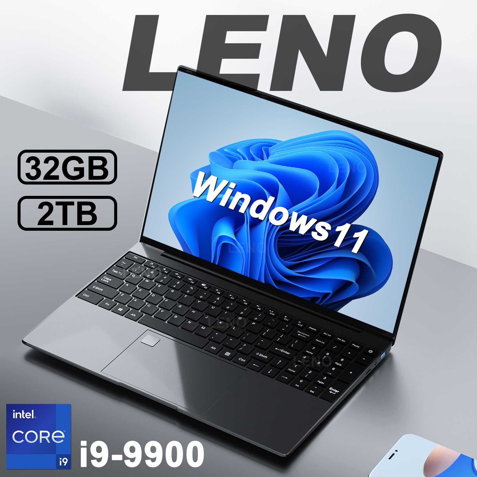 Portátil LENO 2026 de 15.6 Pulgadas, Intel Core i9 9900, 32 GB, 2 TB, Windows 11, 1920*1080 HD, Computadora para Juegos, PC Gamer, Oficina, Ultradelgado