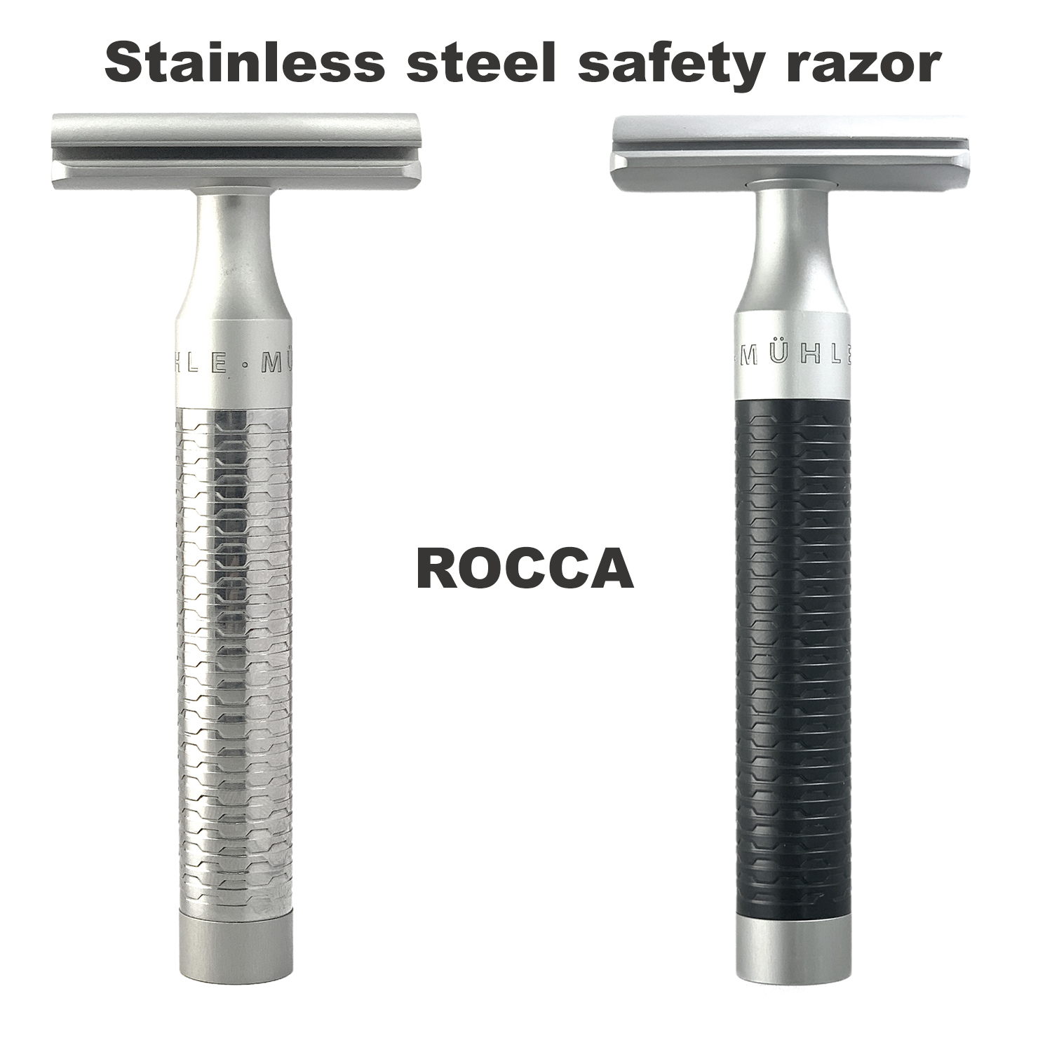 Afeitadora de seguridad de acero inoxidable de doble filo serie ROCCA, afeitadora para hombres, herramienta de depilación para mujeres, adecuada para uso diario, peluquero