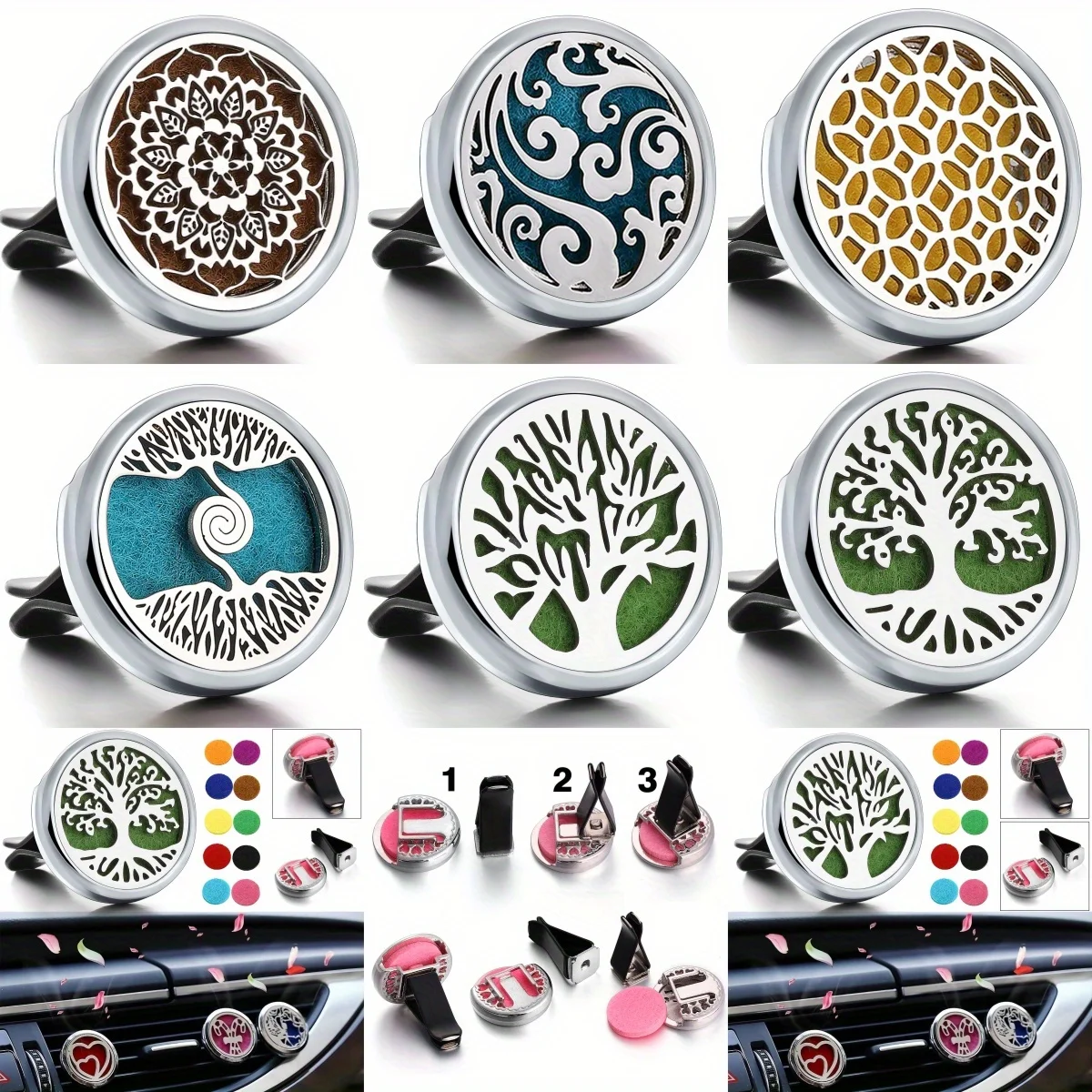 1 ชิ้นรีฟิล Car Air Freshener น้ําหอม Diffuser คลิป, Auto Air Vent อุปกรณ์ตกแต่งภายในรถยนต์, รถน้ํามันหอมระเหย Diffuser