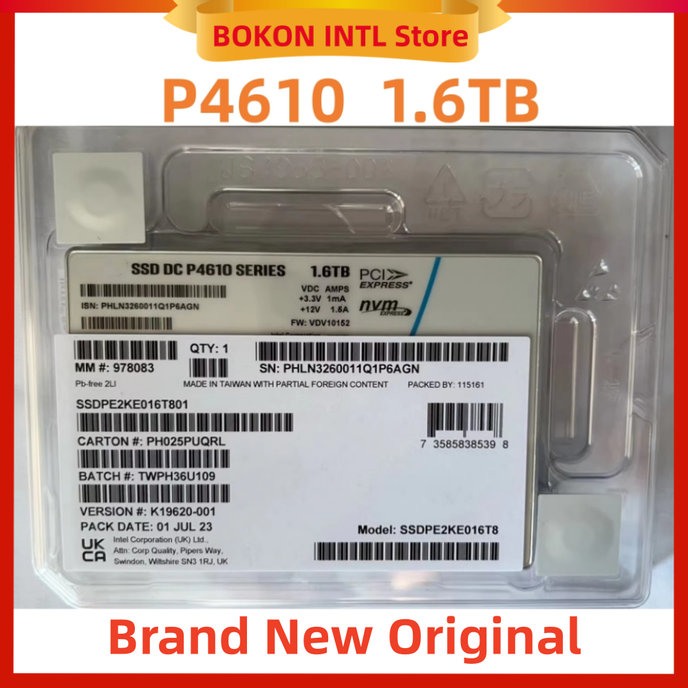 Original DC P4610 Serie 1,6 TB 3,2 TB 6,4 TB 7,68 TB Enterprise U.2 NVME PCIE 3,0X4 Solid State Drive SSD Interne SSD Für Intel