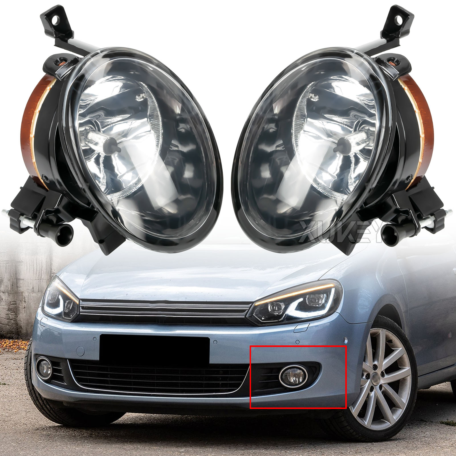 ไฟตัดหมอกฮาโลเจนด้านซ้ายขวาสำหรับแต่งรถ VW Jetta MK6 2012-2014แคดดี้ MK3 2010-2014 Jetta MK6 2012-2014 Touran 2011-2015