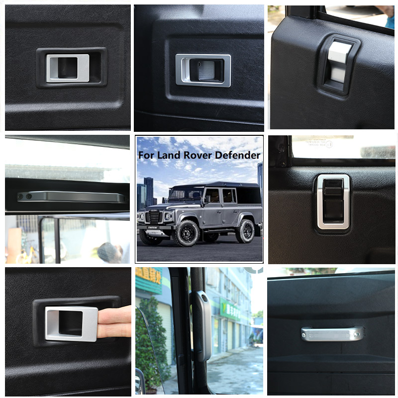 Para Land Rover Defender 90 110 2004-18: Acessórios de Substituição para Decoração da Maçaneta Interna da Porta do Carro em Liga de Alumínio