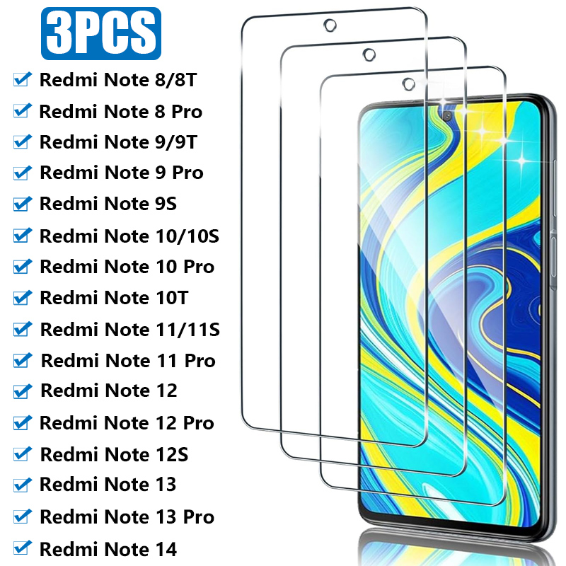 3 pçs vidro temperado para xiaomi redmi nota 11 12 13 pro 11s 12s 14 5g protetor de tela redmi nota 8 9 10 pro 8t 9t 10t 9s 10s