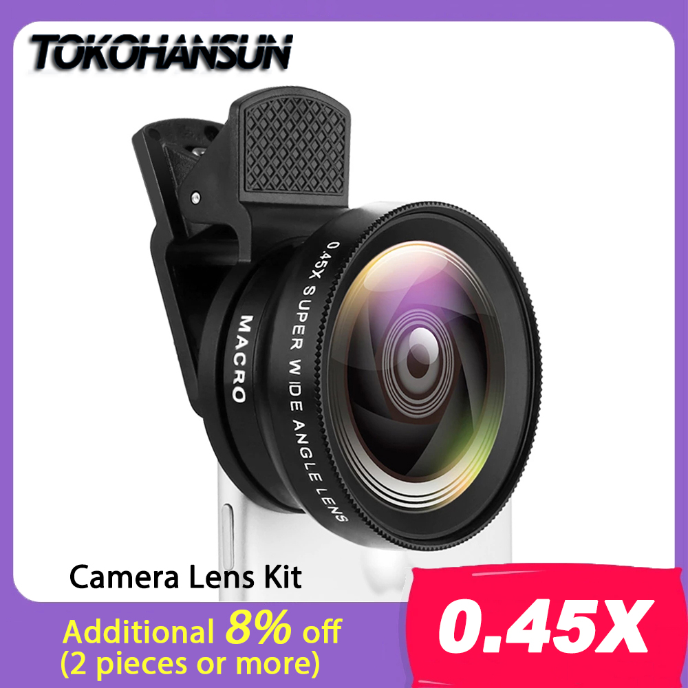 Lensa Makro untuk Kuku Lensa Ponsel 0.45X Lensa Sudut Lebar & 12.5X Lensa Kamera HD Makro Universal untuk iPhone Ponsel Android