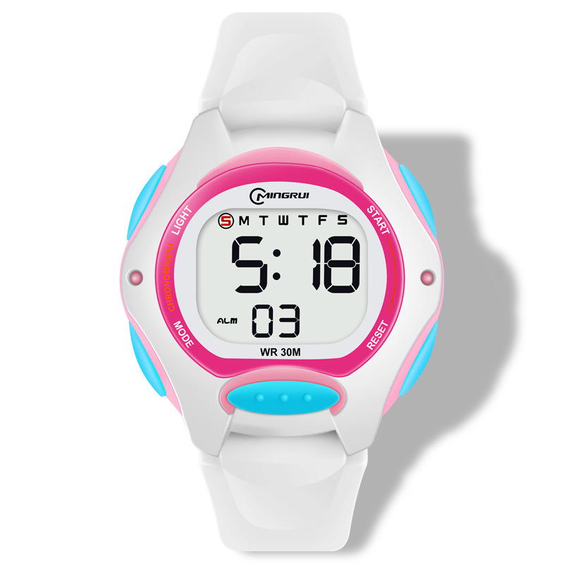 Reloj de diseño para niña, relojes deportivos digitales resistentes al agua para niños, correa de silicona blanca, alarma, relojes electrónicos para niños pequeños