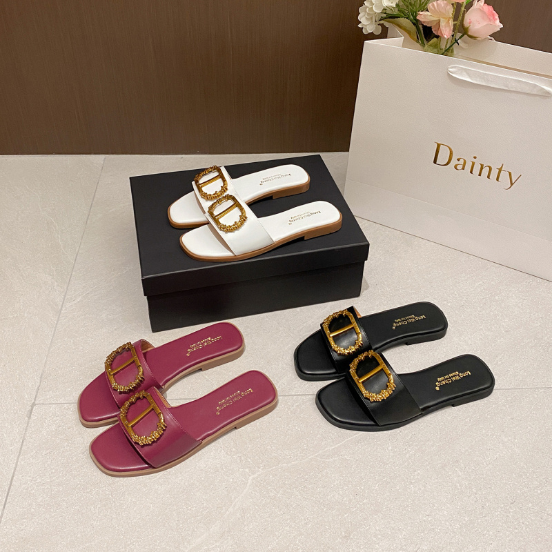 Neue Damen-Sommerpantoletten mit Rundem Schnallenverschluss, Elegante Casual-Mode, Leichte Kühle Rutschfeste Slide-Sandalen