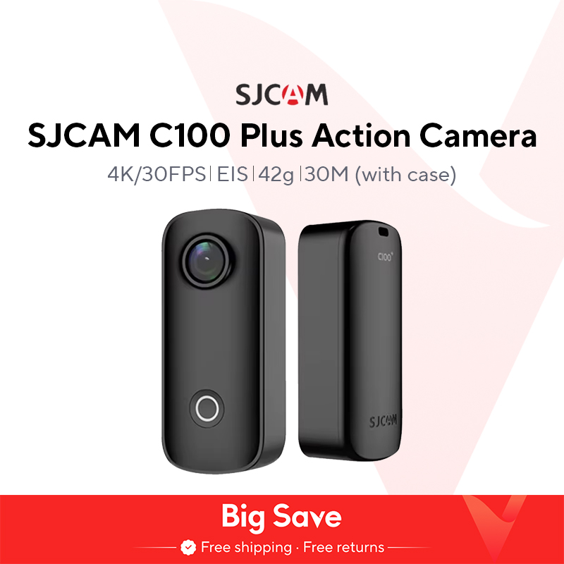 SJCAM C100 플러스 액션 카메라, 4K 30M 방수 2.4G 와이파이 액션 스포츠 캠, EIS 자전거 헬멧 오토바이