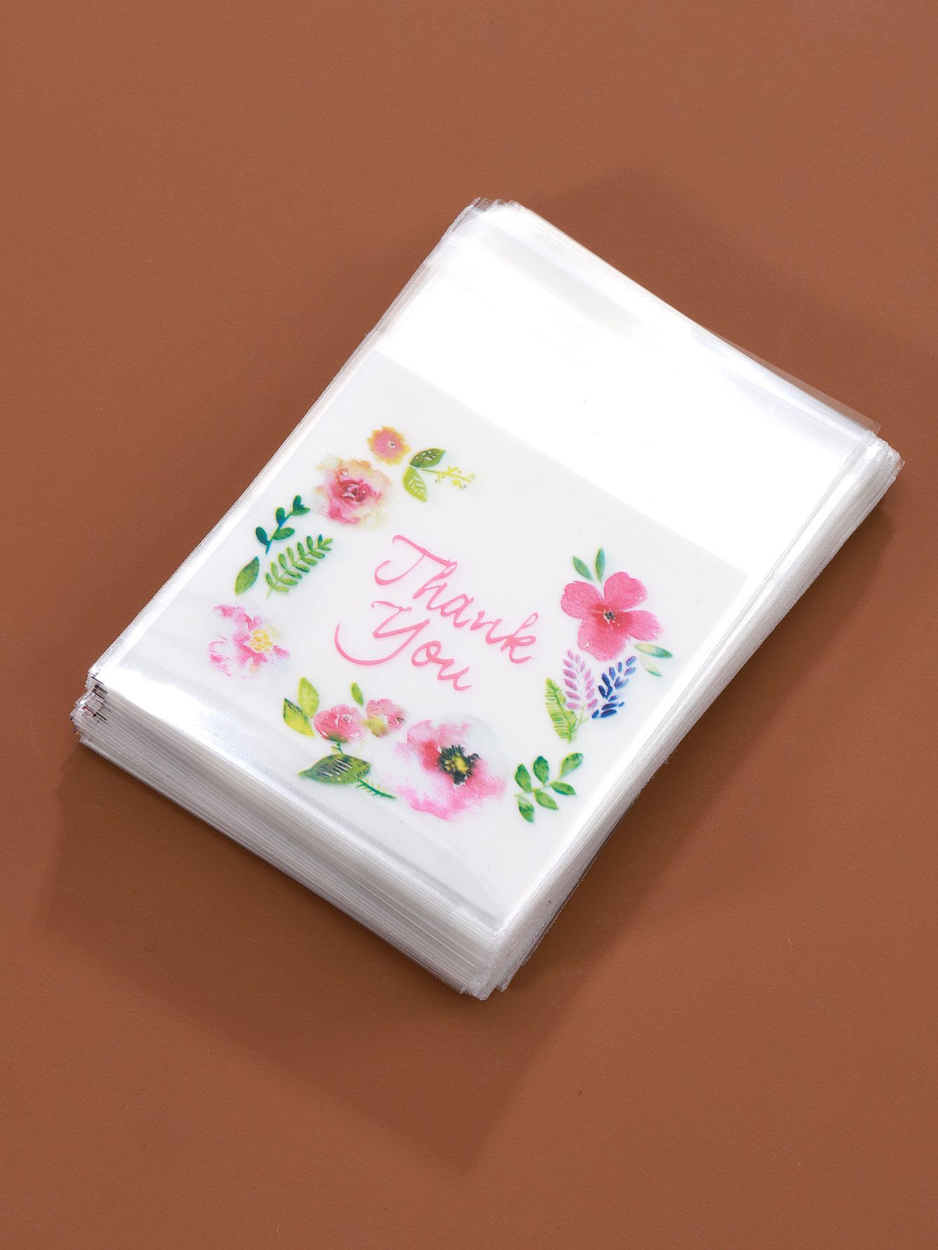 100 pçs flores coloridas obrigado saco autoadesivo malotes de plástico para diy jóias exibição biscoitos armazenamento presentes saco atacado