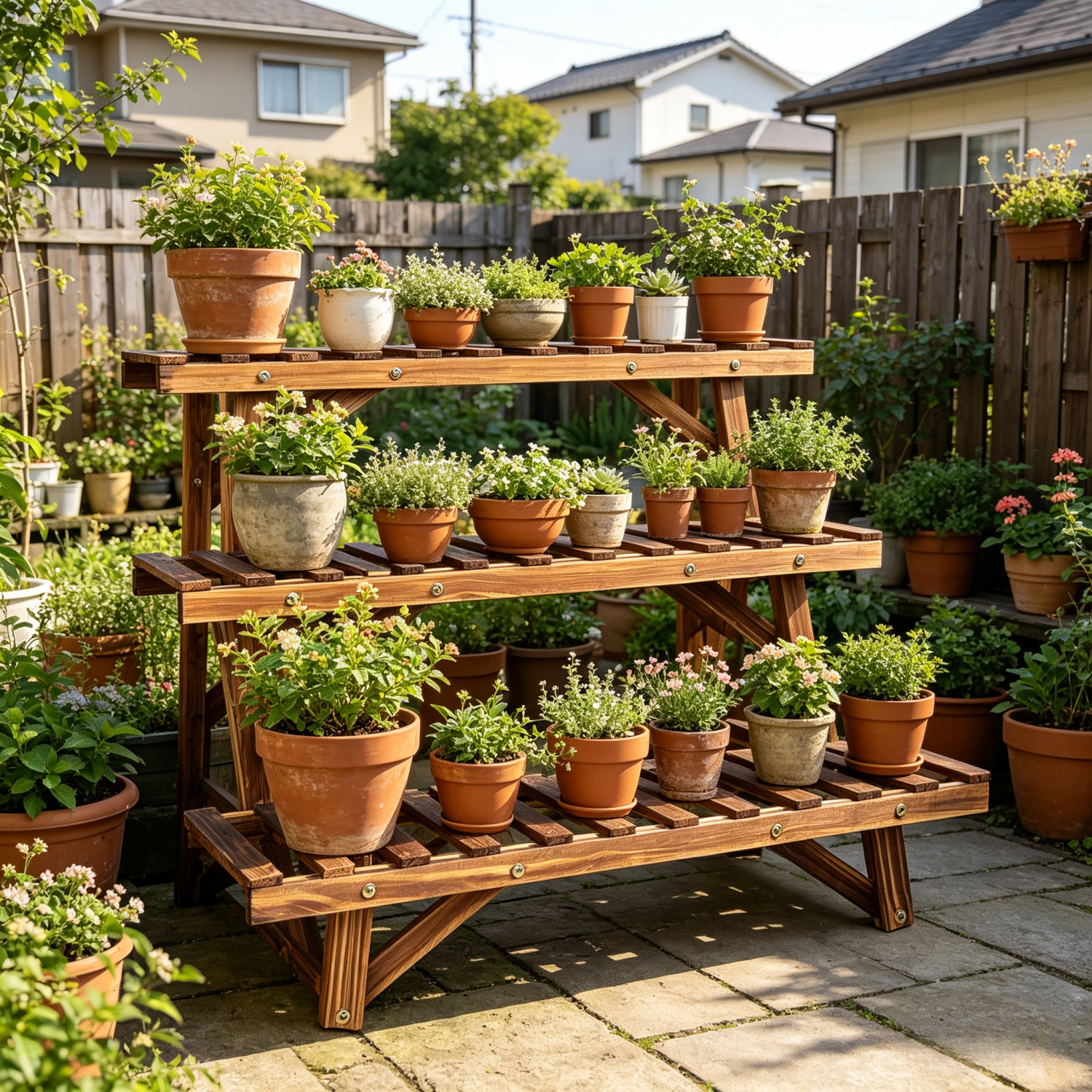 Étagère à 3 niveaux en bois pour plantes, support pour plantes de jardin, balcon, salon, présentoir pour plantes, porte-pot de fleurs, organisateur de plantes