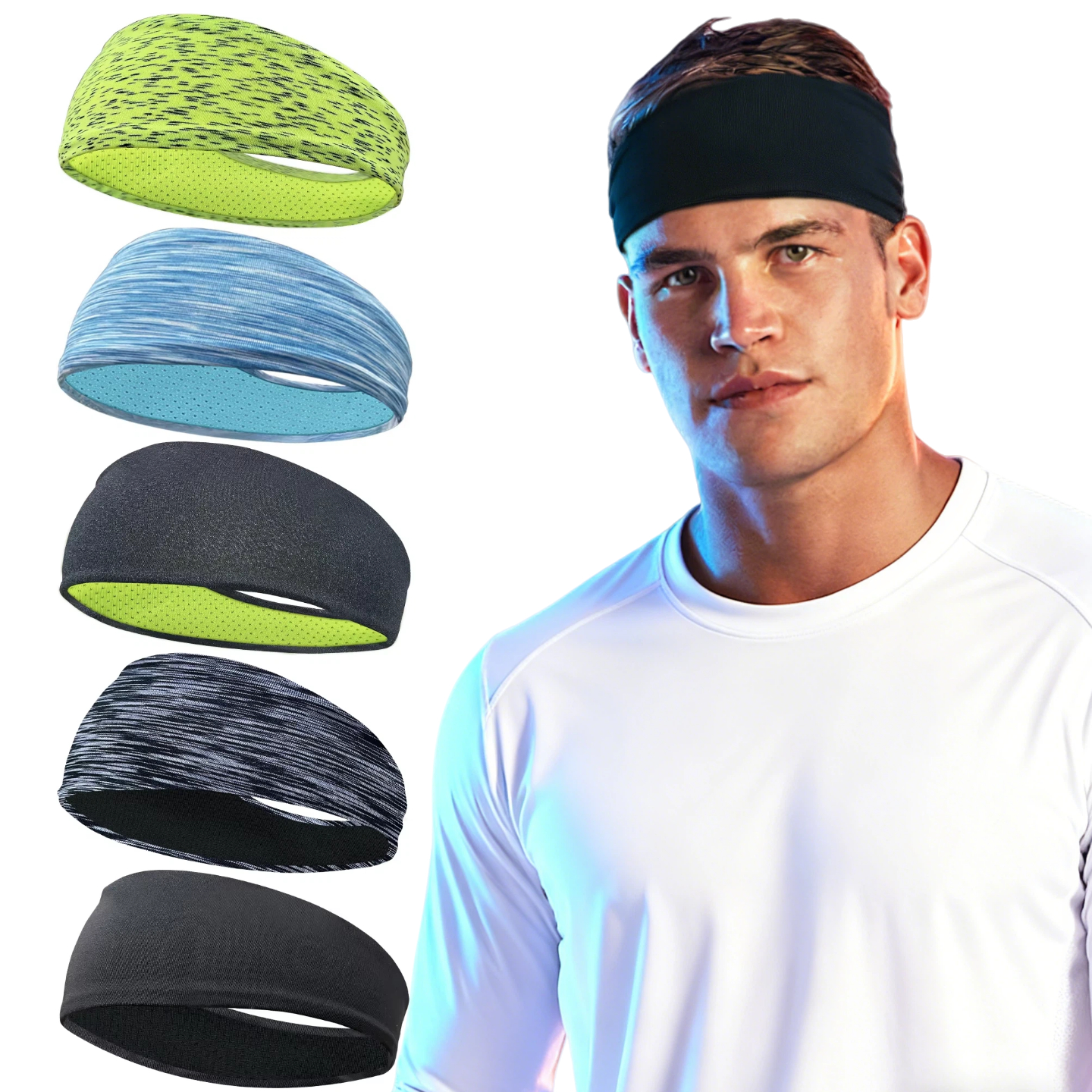 4/5 pezzi Fasce per uomo Donna Fasce per capelli sportive elastiche Fascia per capelli Fasce per yoga Copricapo Copricapo Sport Allenamento Accessori per capelli